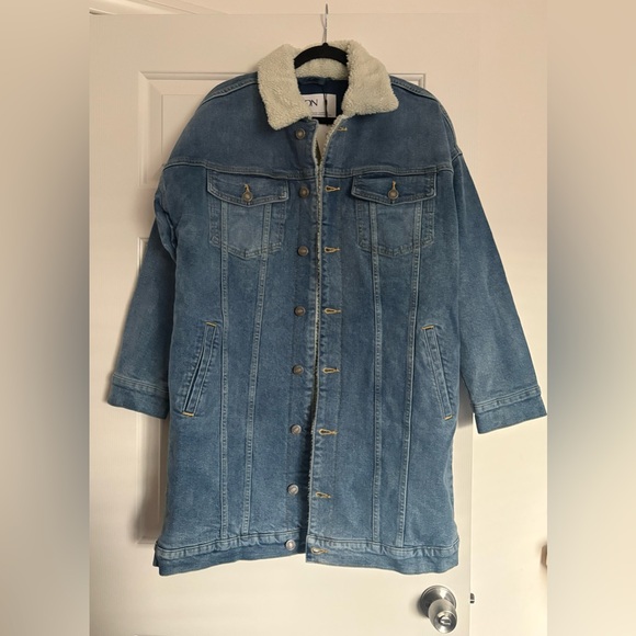 LNDN Landon Revolve Denim Sherpa Lined Trench Jacket Medium Wash XS/S✨NWT - Picture 5 of 13